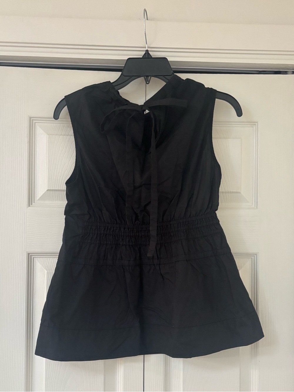 PROENZA SCHOULER White Label Birdie Shirred Cotton Poplin Blouse in Black - Picture 11 of 14